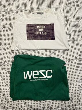 Two WESC Short Sleeve T-Shirts Post No Bills and Big Logo